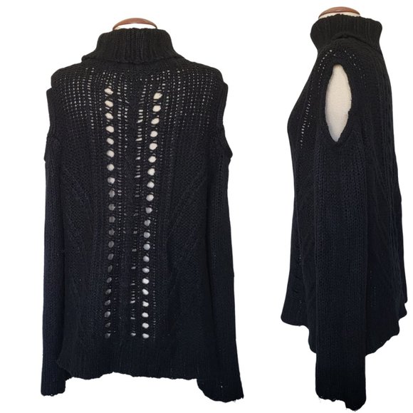 l love Black Open Shoulder Cable Knit Sweater - Picture 3 of 4